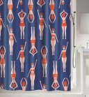 spirella Duschvorhang BAIGNEUSES 120 cm Premium Textil-Duschvorhang Blau/Rot Retro-Motiv Bild 2
