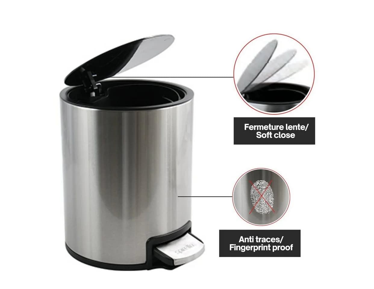 spirella Kosmetikeimer RIKU Treteimer Softclose 5L silber