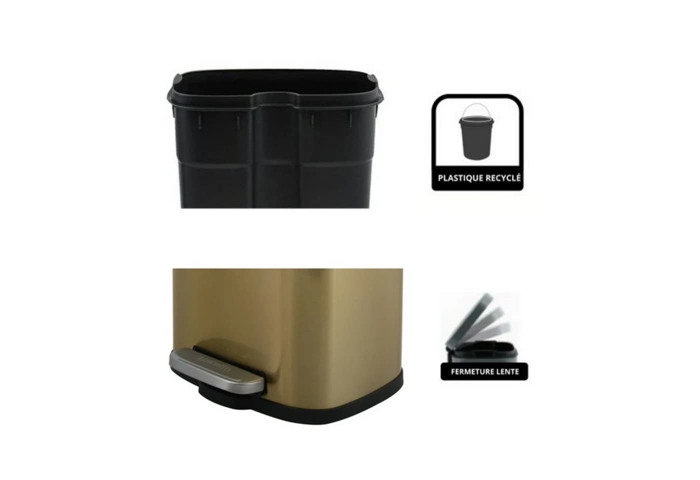 Spirella AKIRA Tretabfalleimer Gold 5L - Bild 3
