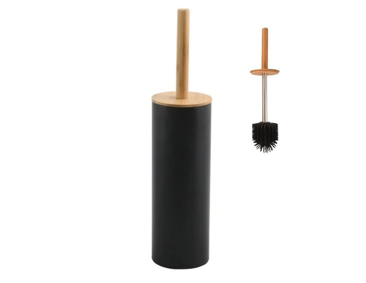 spirella Toilettenbürste ADONIS Schwarz Matt Stahl Bambus