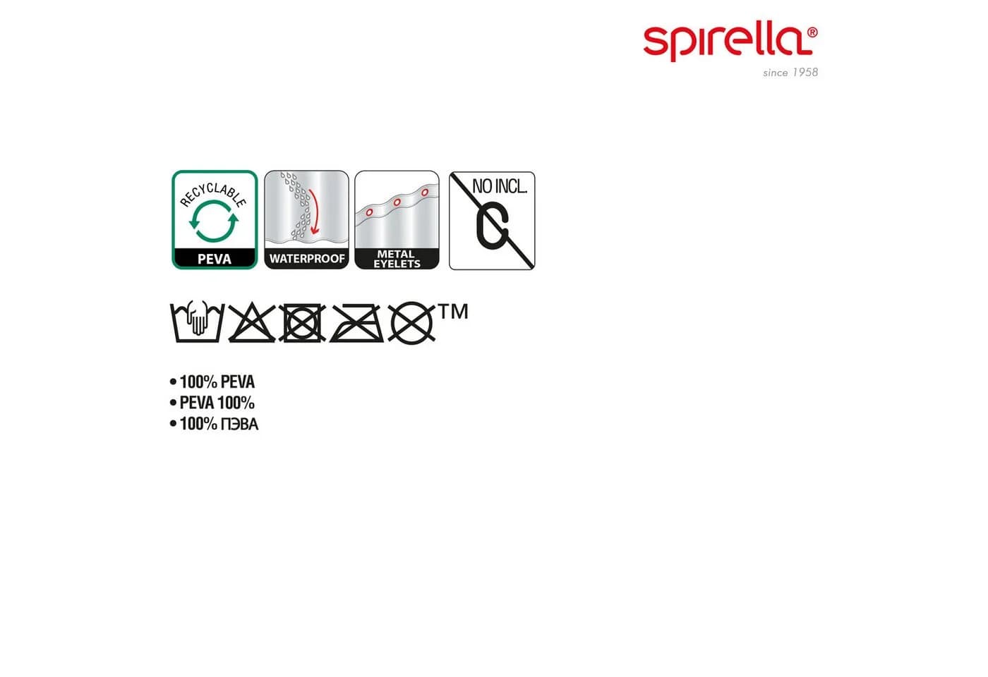 spirella Duschvorhang Anti-Schimmel weiß 180x200 cm PEVA - Bild 3