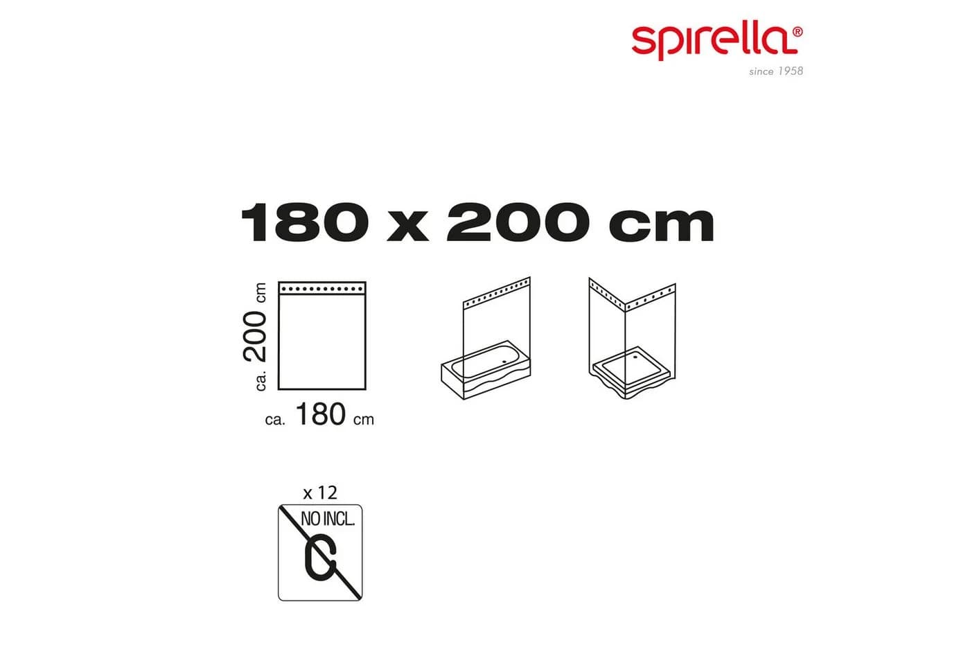 spirella Duschvorhang Anti-Schimmel weiß 180x200 cm PEVA - Bild 4