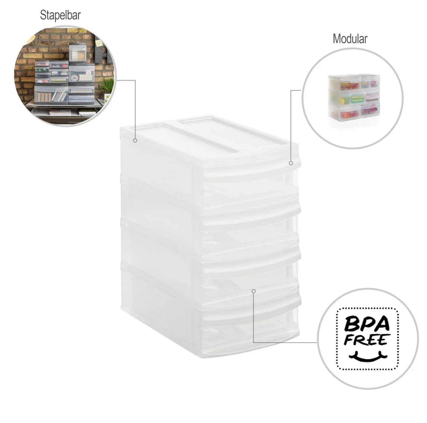 ROTHO Schubladenbox SYSTEMIX Mini Transparent/Schwarz - Bild 4
