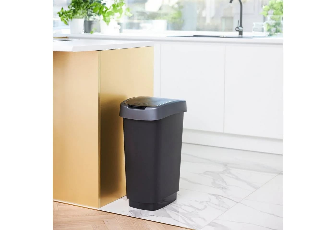 RothoPro Twist Abfallbehälter 25 Liter Schwarz/Silber