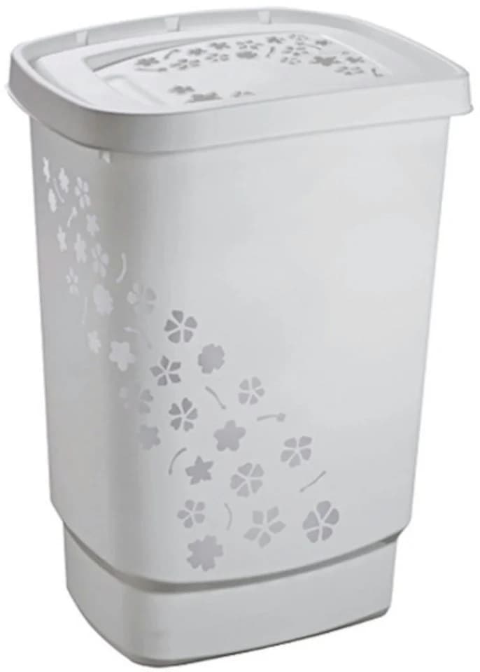 ROTHO Wäschekorb Flowers Grau 55 Liter Polypropylen