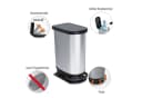 ROTHO Mülleimer Paso Duo 50l Treteimer Silber Kunststoff Bild 3