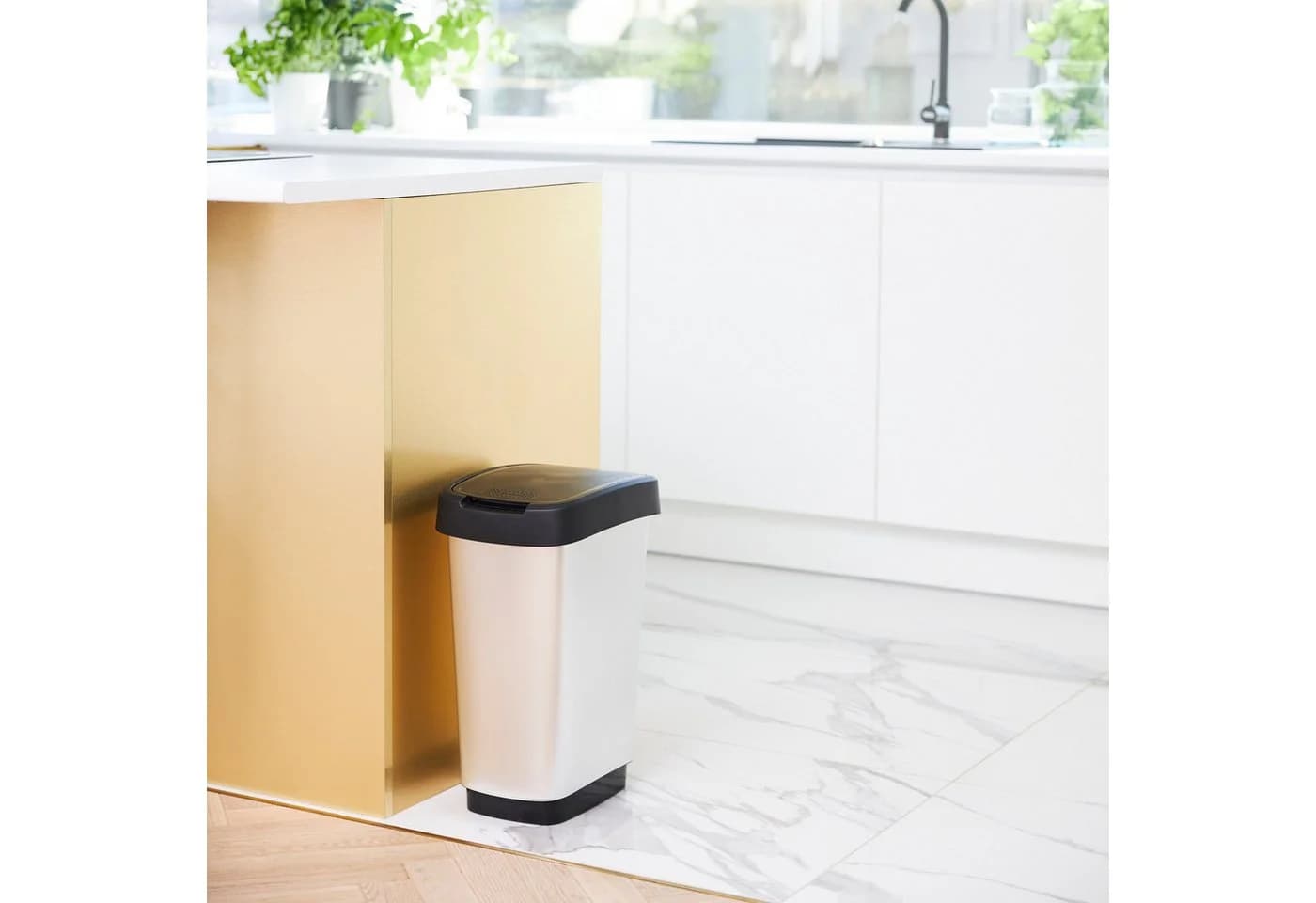 RothoPro Twist Abfallbehälter 25 Liter Silber/Schwarz Kunststoff