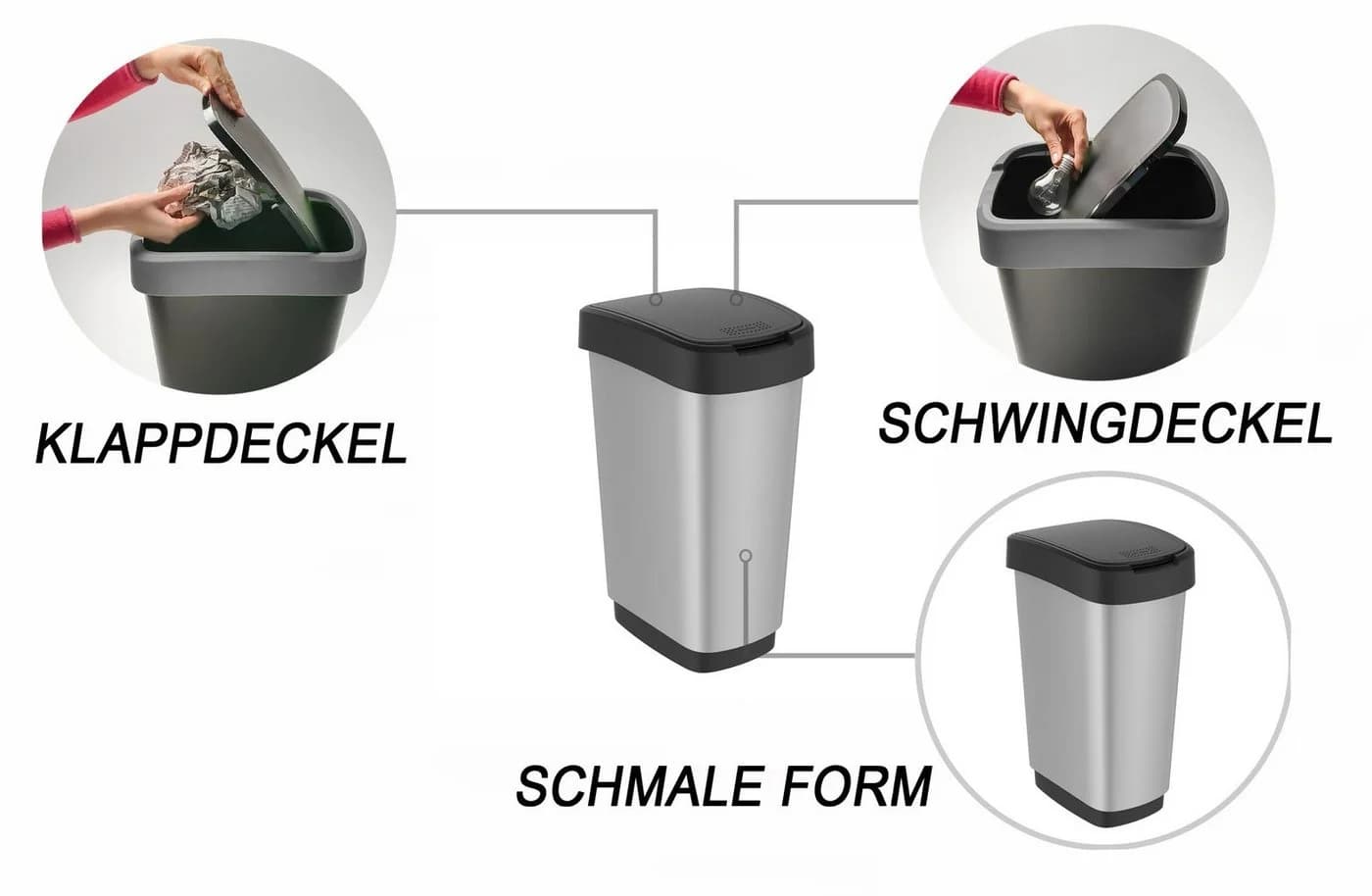 RothoPro Twist Abfallbehälter 25 Liter Silber/Schwarz Kunststoff - Bild 5