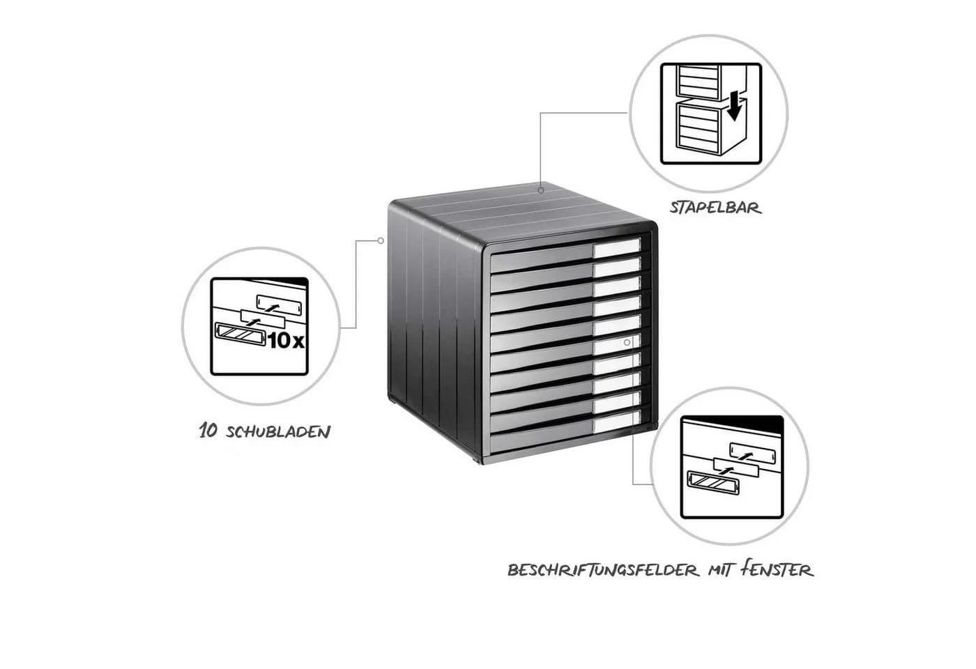 ROTHO Schubladenbox Timeless 10 Schübe Kunststoff A4 - Bild 5