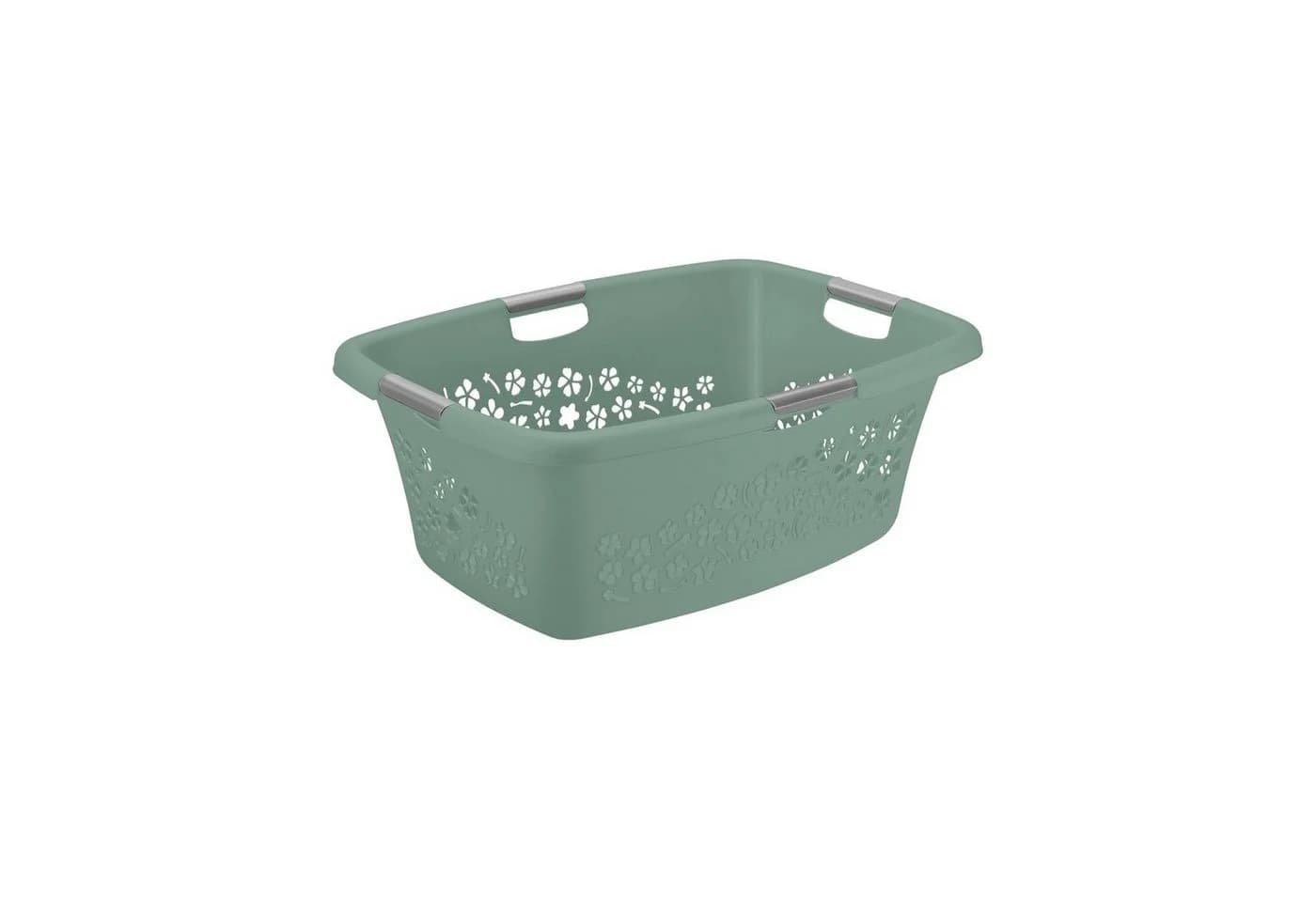 ROTHO Wäschekorb Flowers 50l mit 4 Griffen Kunststoff Grün - Bild 2
