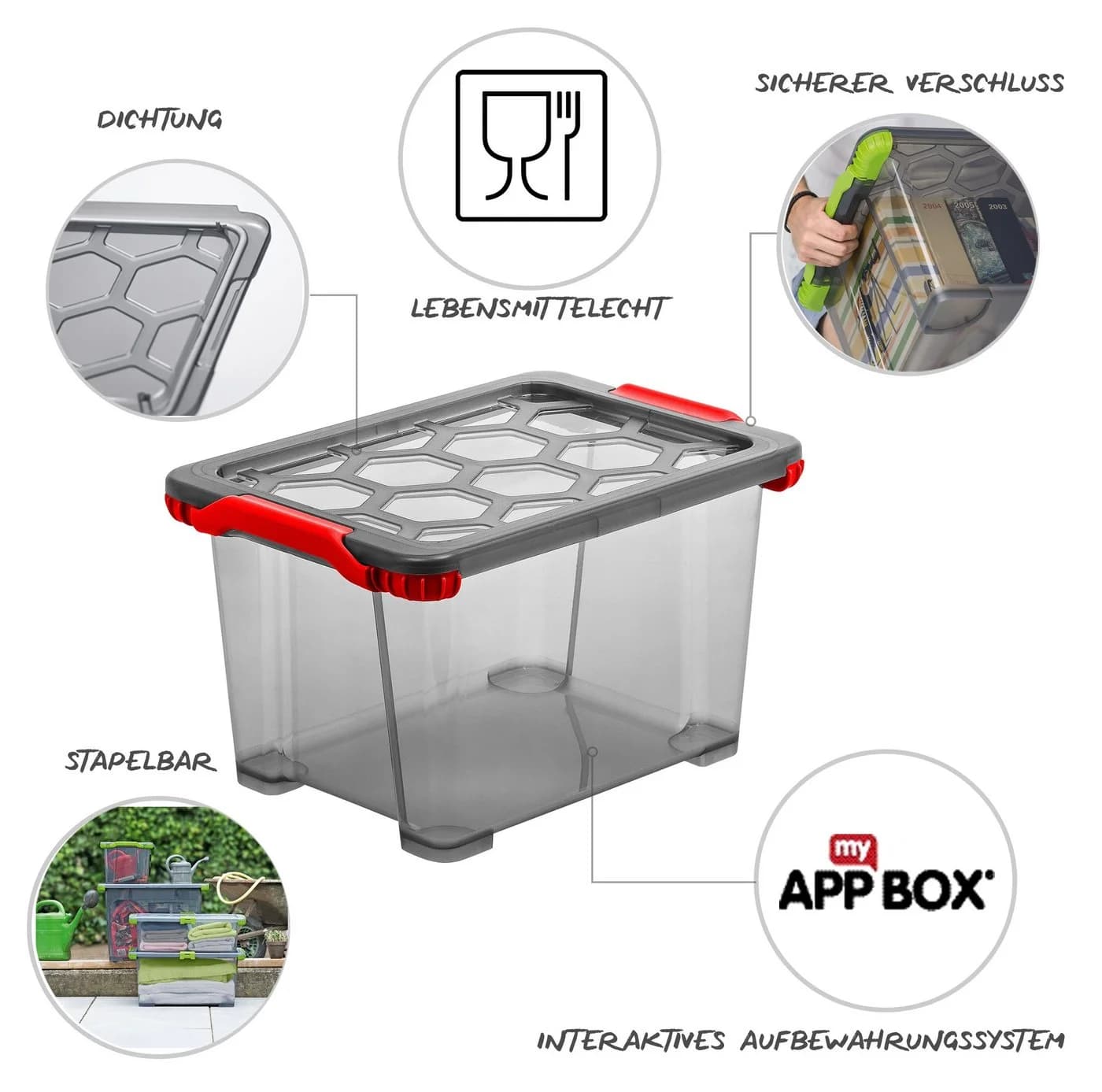 ROTHO Aufbewahrungsbox 15 l EVO TOTAL PROTECTION Anthrazit/Rot - Bild 3