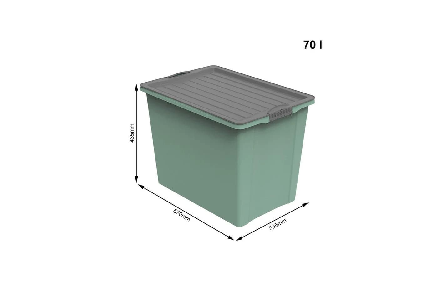 ROTHO Aufbewahrungsbox COMPACT 70l stapelbar mit Deckel und Rollen Grün - Bild 4