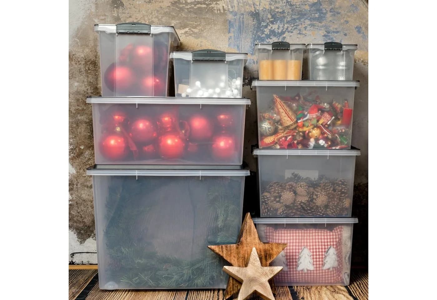 ROTHO Aufbewahrungsbox COMPACT 70l stapelbar mit Deckel und Rollen Grün - Bild 5
