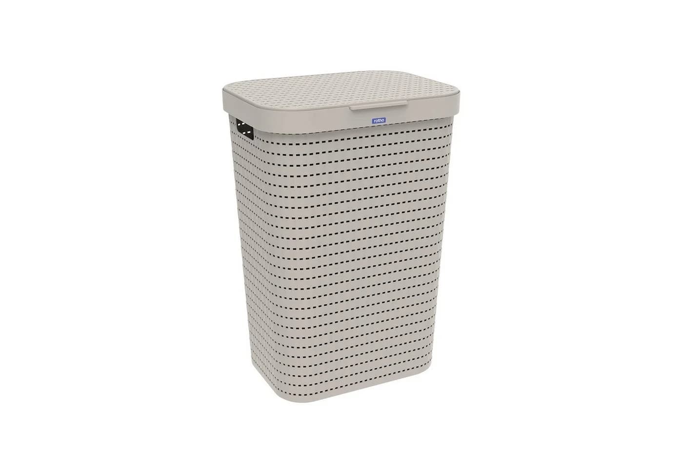 ROTHO Wäschekorb Country 55l mit Deckel und Tragegriffen Braun - Bild 3