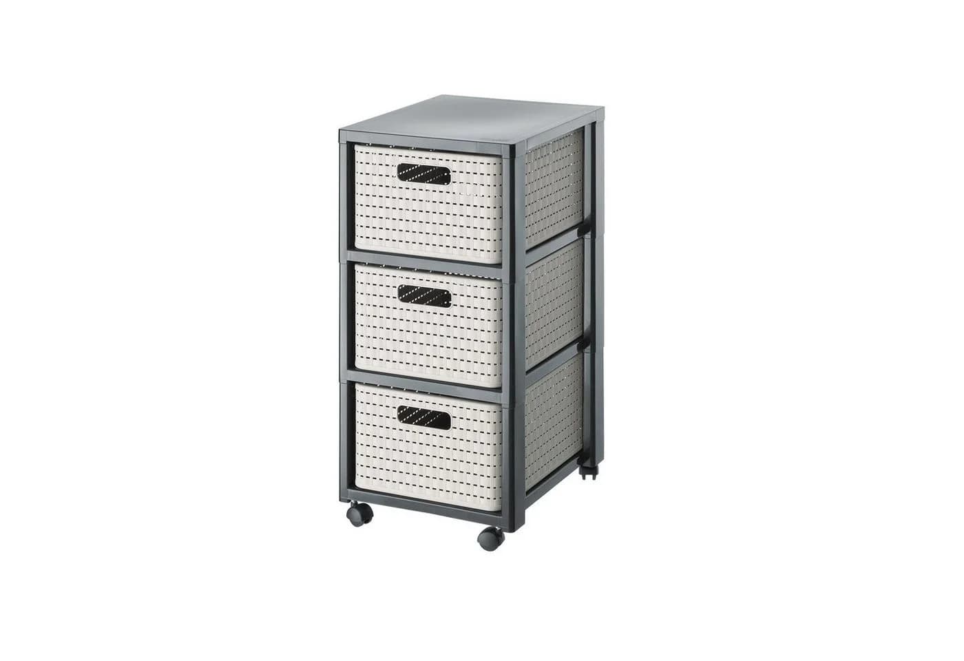 ROTHO Aufbewahrungsbox Country Rollcontainer 3 Schubladen Rattan-Optik - Bild 2