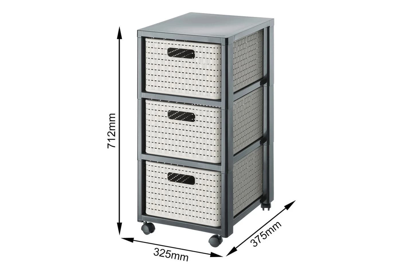 ROTHO Aufbewahrungsbox Country Rollcontainer 3 Schubladen Rattan-Optik - Bild 5