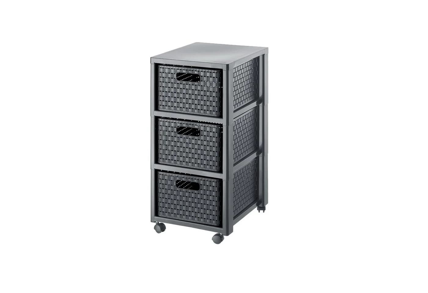 ROTHO Aufbewahrungsbox Country Rollcontainer 3 Schubladen Grau Rattan-Optik - Bild 2