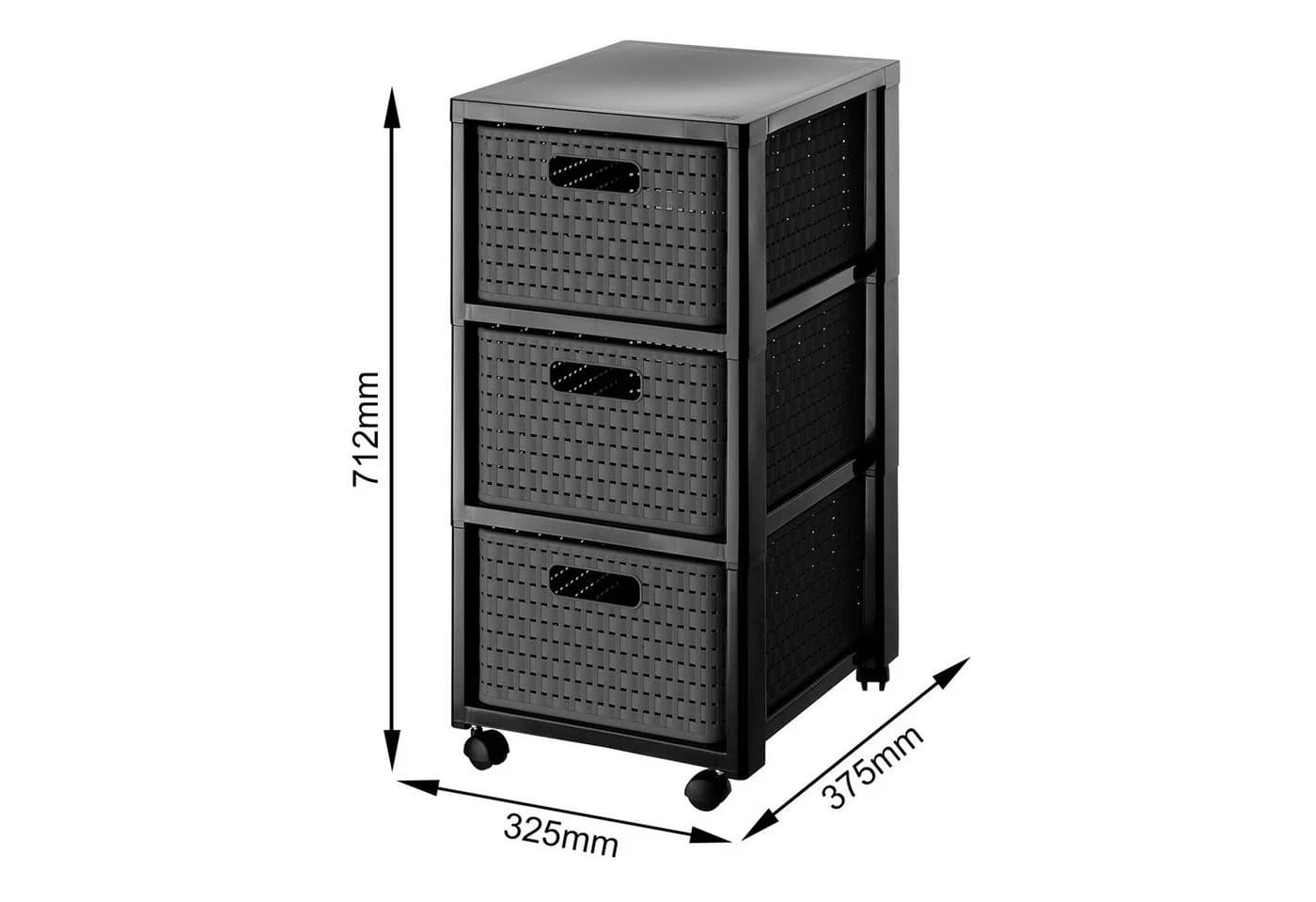 ROTHO Aufbewahrungsbox Country Rollcontainer 3 Schubladen Grau Rattan-Optik - Bild 5
