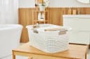 ROTHO Wäschekorb 40L COUNTRY Weiß Kunststoff mit Rattan-Optik Bild 1