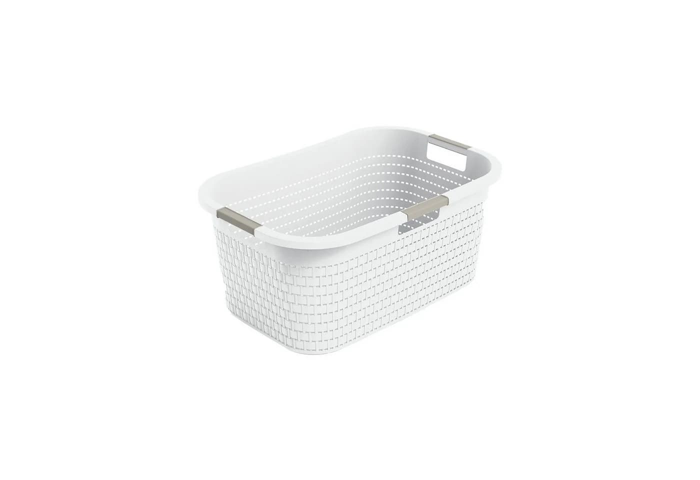 ROTHO Wäschekorb 40L COUNTRY Weiß Kunststoff mit Rattan-Optik - Bild 2