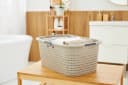 ROTHO Wäschekorb 40L COUNTRY Braun Kunststoff mit Rattan-Optik Bild 1