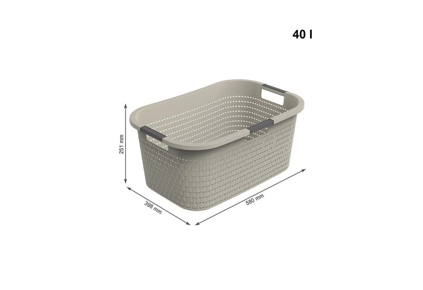 ROTHO Wäschekorb 40L COUNTRY Braun Kunststoff mit Rattan-Optik - Bild 3