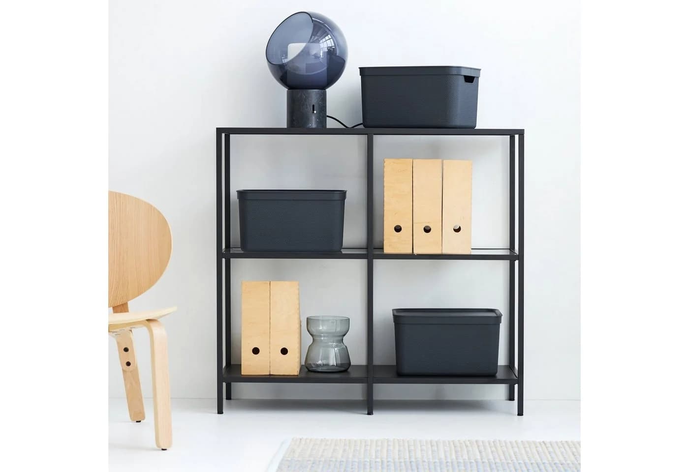 ROTHO Aufbewahrungsbox 3er-Set 16l mit Deckel Schwarz Kunststoff