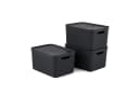 ROTHO Aufbewahrungsbox 3er-Set 16l mit Deckel Schwarz Kunststoff Bild 2