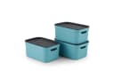ROTHO Jive Aufbewahrungsbox 3er-Set Blau 5l Stapelbar mit Deckel Bild 2
