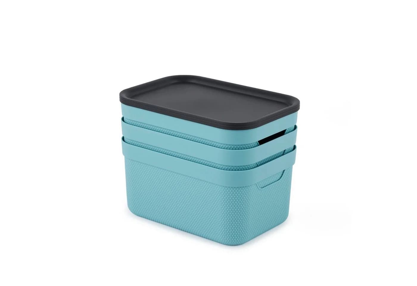 ROTHO Jive Aufbewahrungsbox 3er-Set Blau 5l Stapelbar mit Deckel - Bild 5