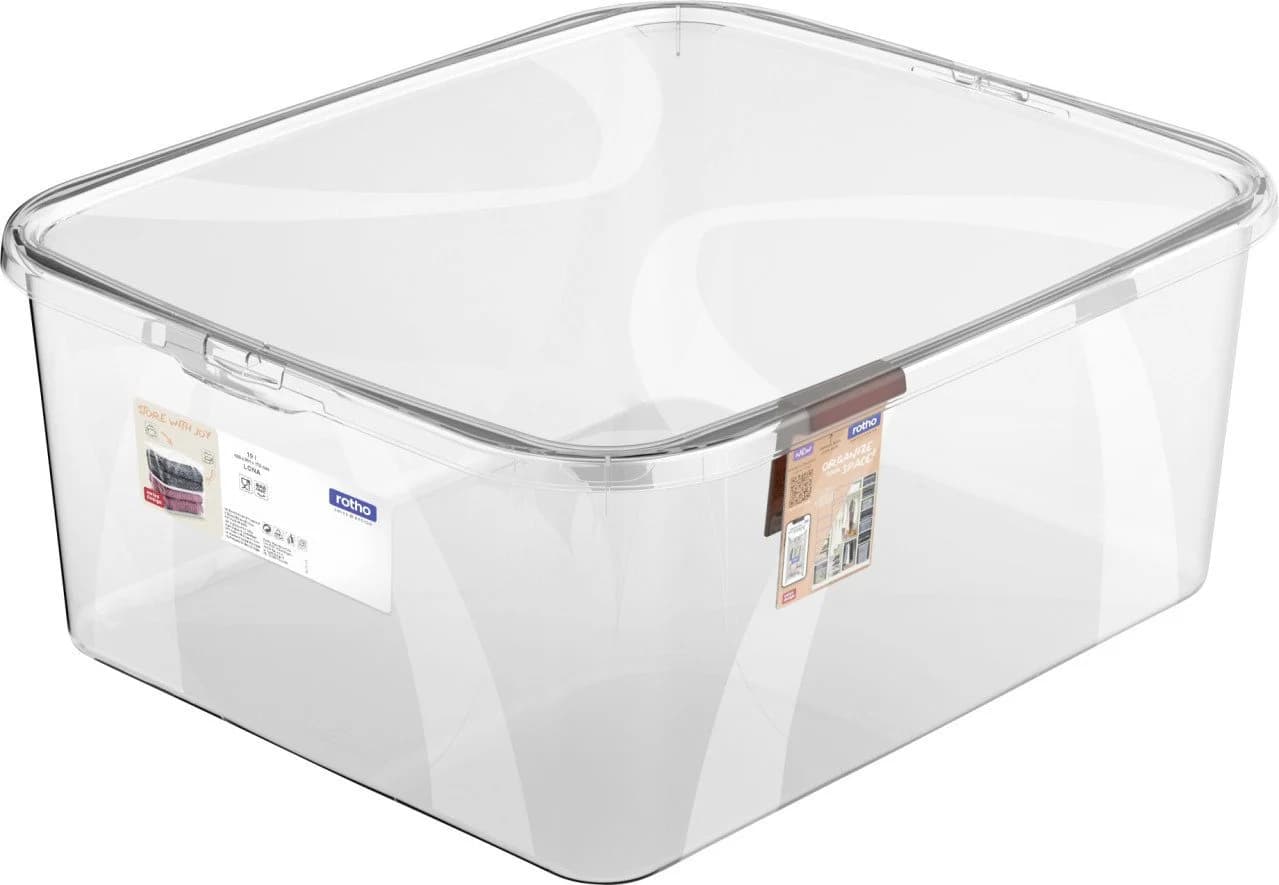 ROTHO Aufbewahrungsbox Lona mit Deckel 19L transparent