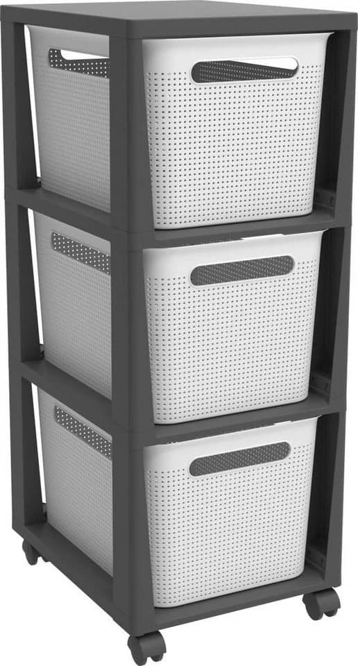 ROTHO Rollcontainer BRISEN 3x 16l Weiß mit Rollen - Bild 3