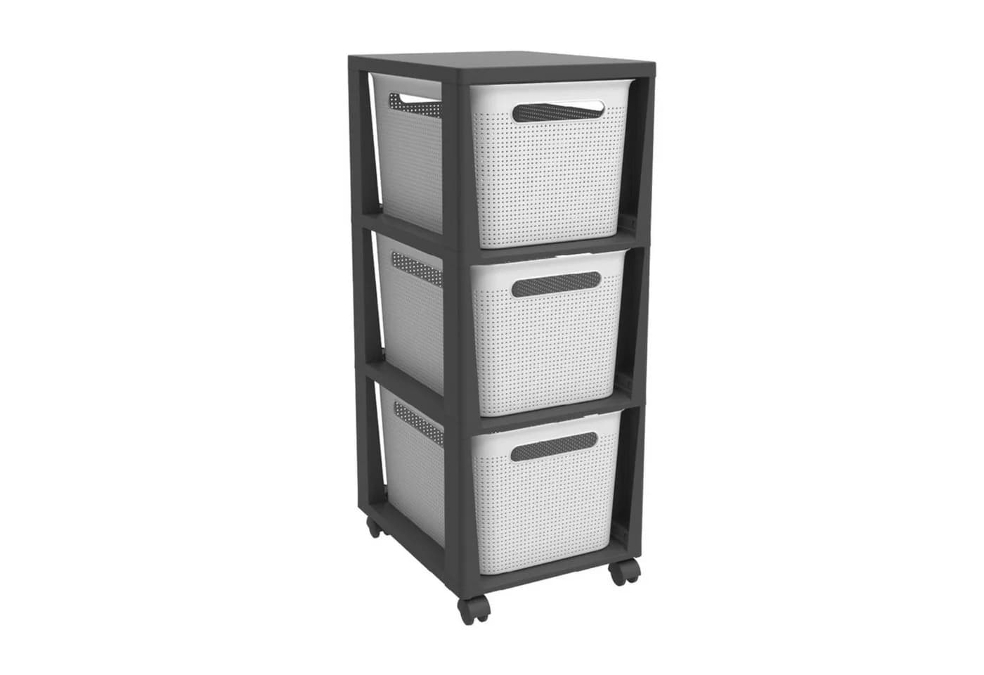 ROTHO Rollcontainer BRISEN 3x 16l Weiß mit Rollen - Bild 4