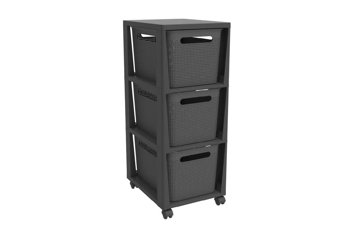 ROTHO Rollcontainer BRISEN 3x 16l Grau Kunststoff mit Rollen - Bild 2