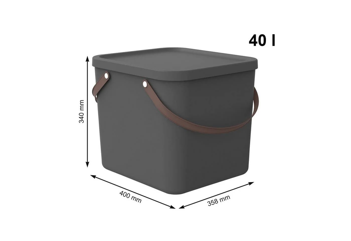 ROTHO Aufbewahrungsbox Albula 40l Anthrazit mit Deckel - Bild 3