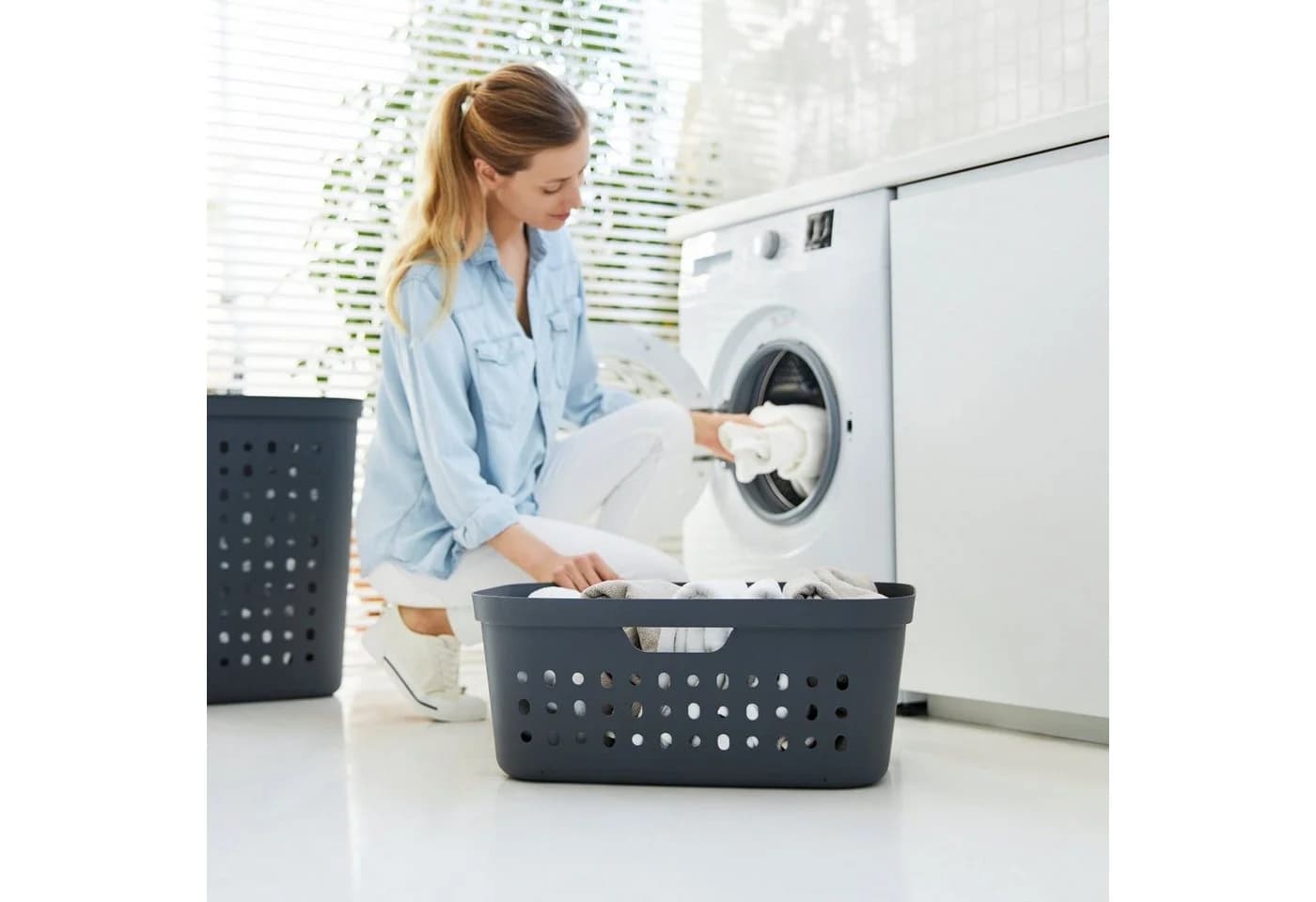 ROTHO Wäschekorb Jona 39 l Anthrazit Modern