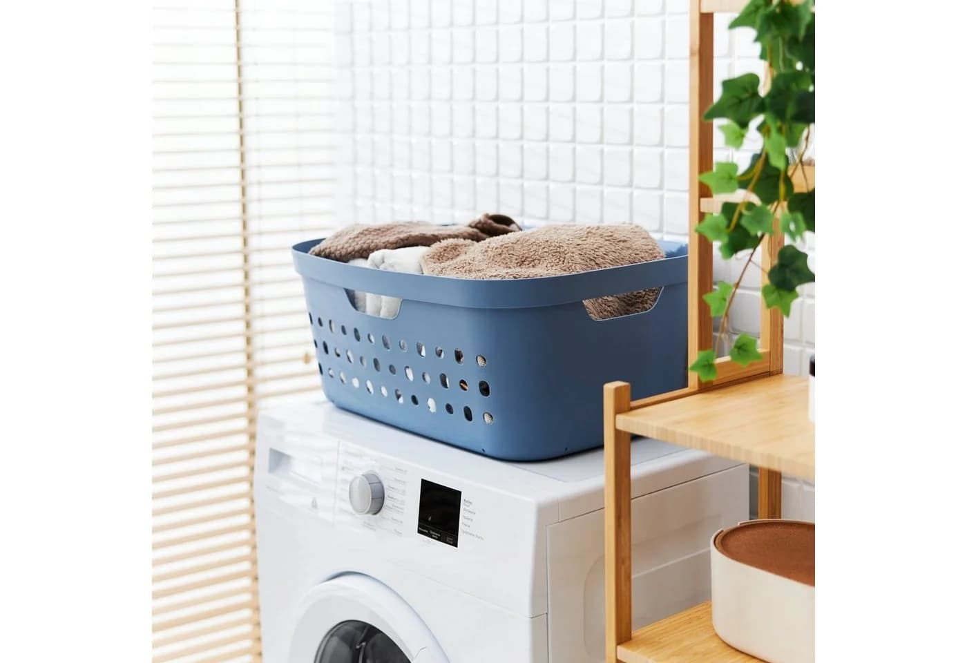 ROTHO Wäschekorb Jona 39l Modernes Design Naturstein-Optik - Bild 5