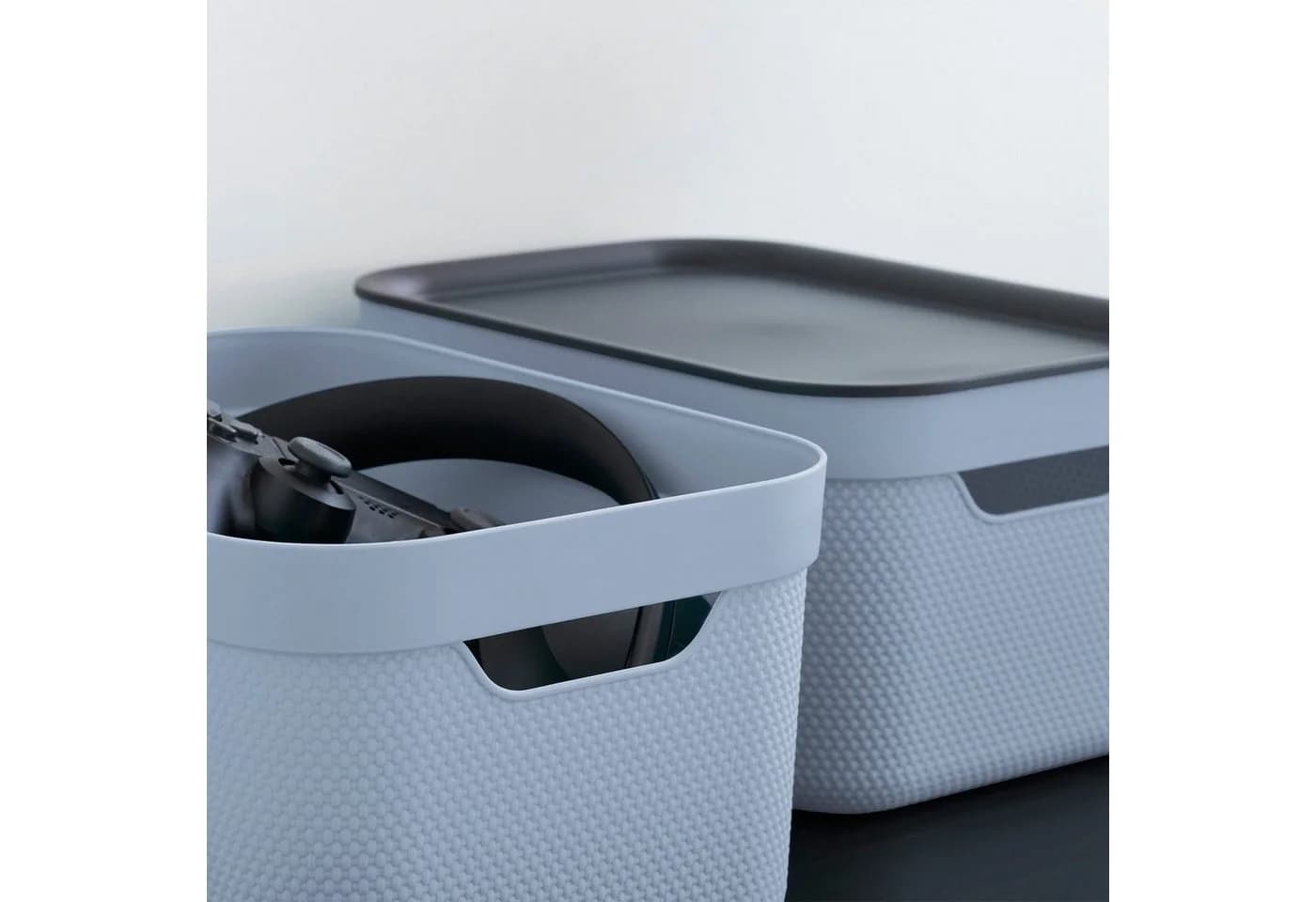 ROTHO Aufbewahrungsbox 3er-Set 16l mit Deckel Blau - Bild 3