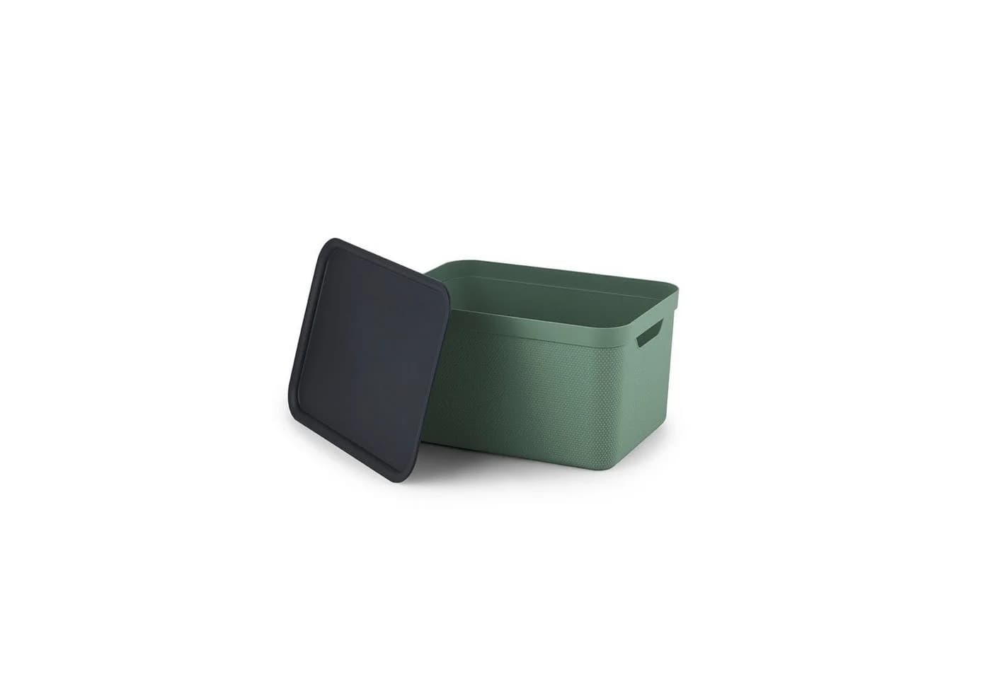 ROTHO Aufbewahrungsbox 3er-Set 16l mit Deckel Grün Kunststoff - Bild 3
