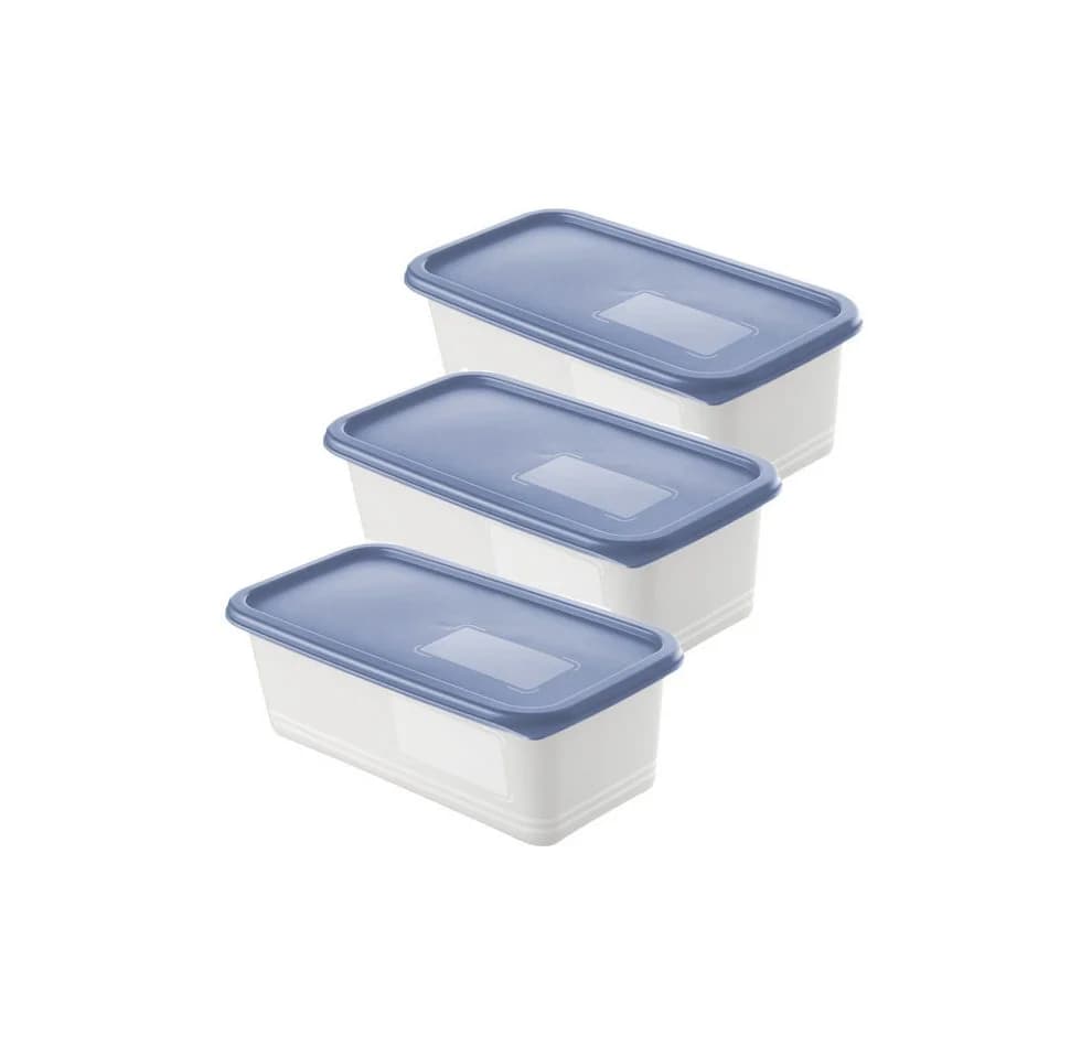 ROTHO Gefrierdosen-Set Domino 3 x 1,2 l blau transparent