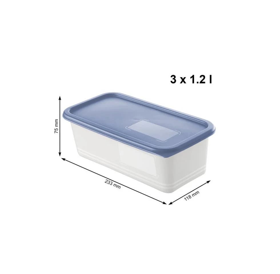 ROTHO Gefrierdosen-Set Domino 3 x 1,2 l blau transparent - Bild 3