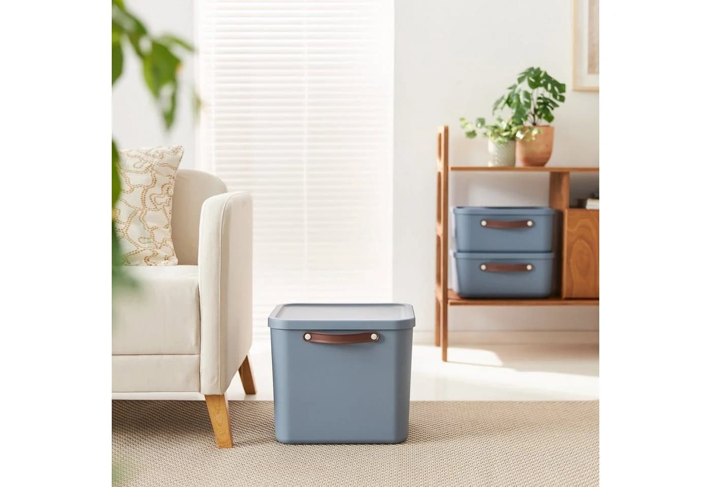 ROTHO Aufbewahrungsbox MALOJA 40 l mit Deckel Blau - Bild 3