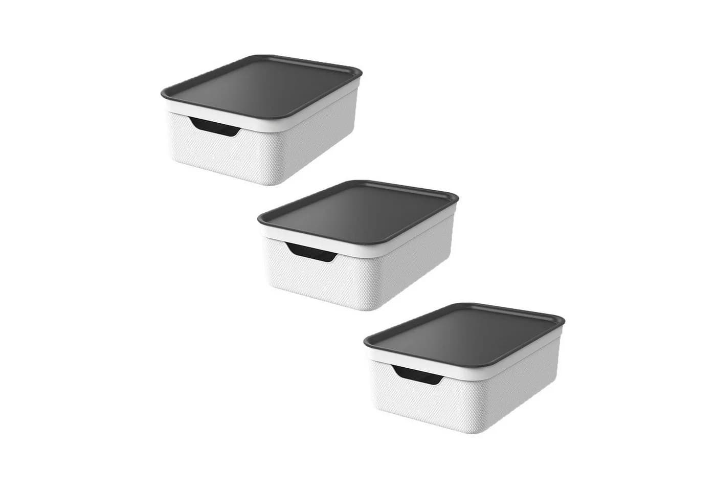ROTHO Aufbewahrungsbox 3er Set JIVE 10L Weiß mit Deckel - Bild 2