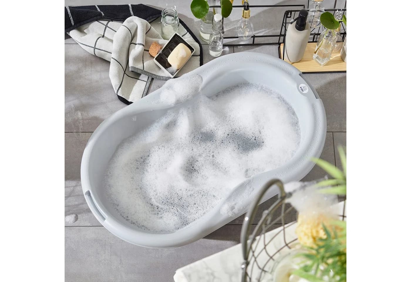 Rotho Babydesign Badewanne TOP Grau mit Antirutsch-Matte - Bild 3
