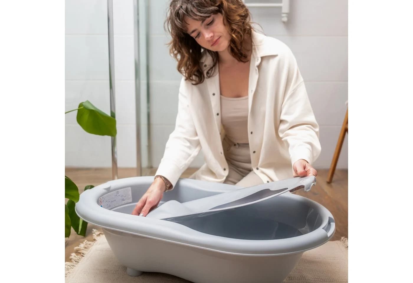 Rotho Babydesign Badewanne TOP Grau mit Antirutsch-Matte - Bild 4