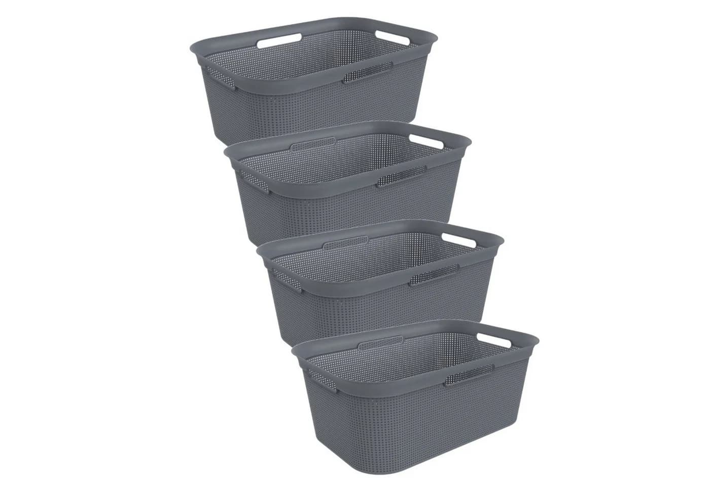 ROTHO Wäschekorb Brisen 4er-Set Wäschebox 40l Flexibler Korb mit 4 Griffen - Bild 2