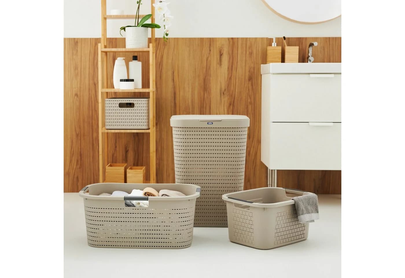 ROTHO Wäschekorb 3er-Set 40L COUNTRY mit Griffe - Bild 4