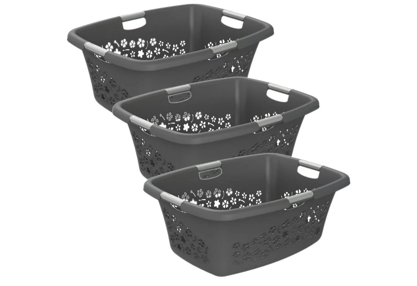 ROTHO Wäschekorb Flowers 3er-Set 50l Kunststoff PP BPA-frei - Bild 2