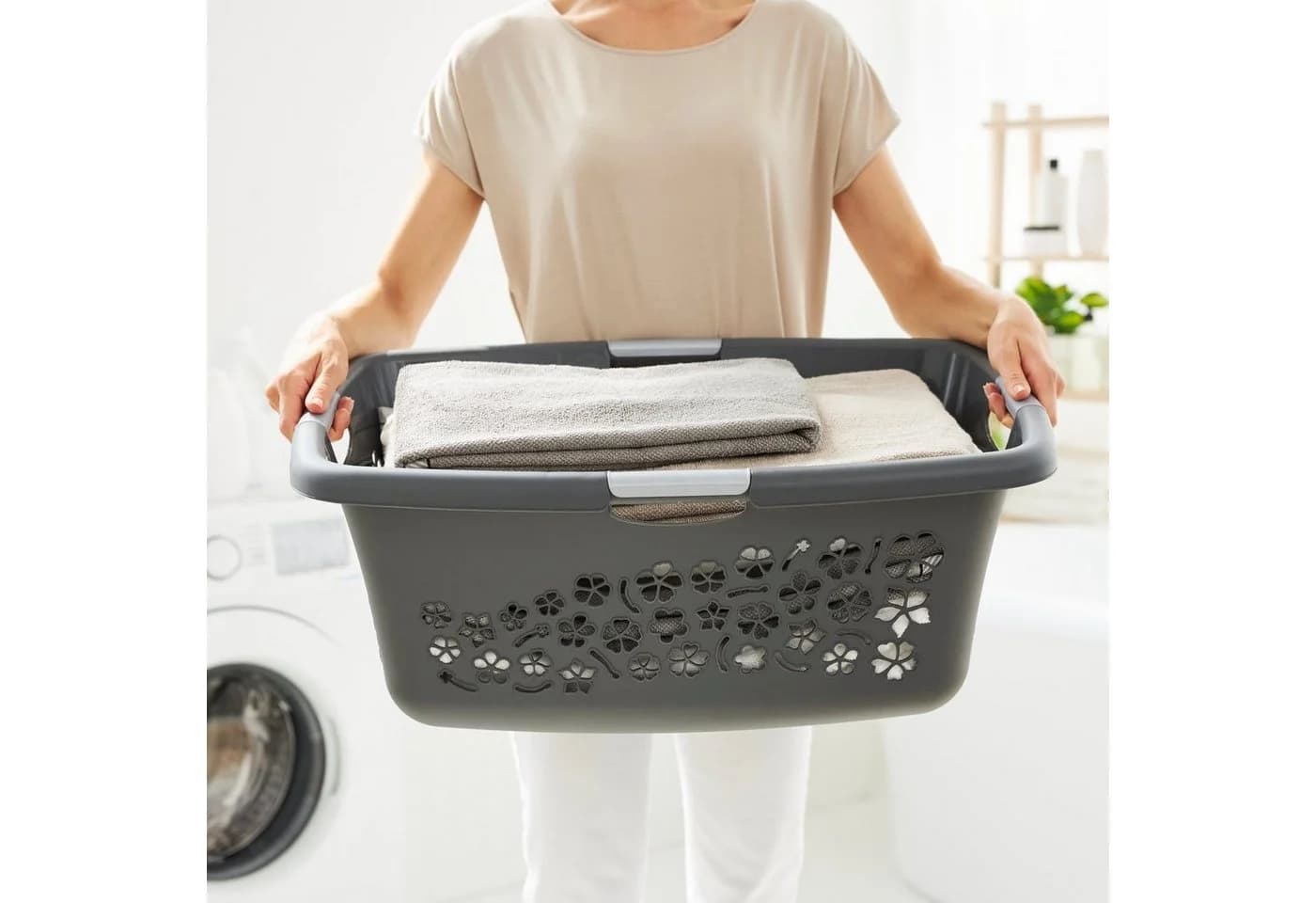 ROTHO Wäschekorb Flowers 3er-Set 50l Kunststoff PP BPA-frei - Bild 5