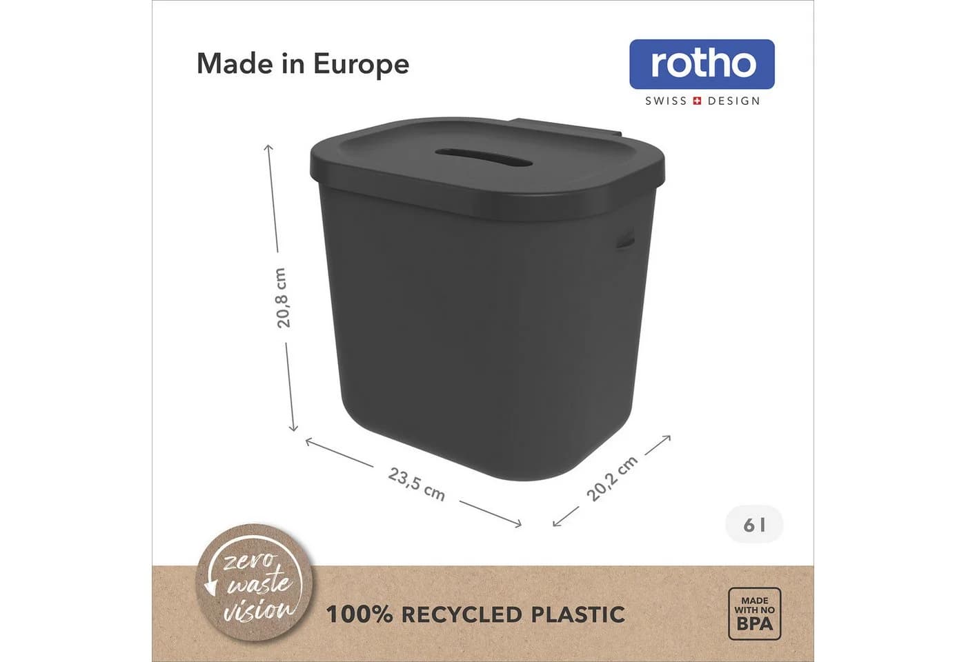 ROTHO Biomülleimer SALSA Set 3,2 l und 6 l mit Deckel Schwarz - Bild 4